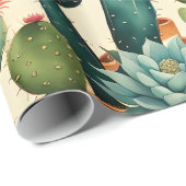 Cactus Kleurrijke Waterverf kunst Cadeaupapier (Rol Hoek)