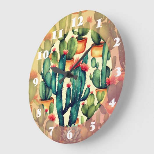 Cactus Kleurrijke Waterverf kunst Grote Klok (Hoek)
