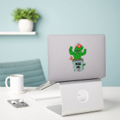 Cactus Knuffel Sticker (Laptop op bureau)