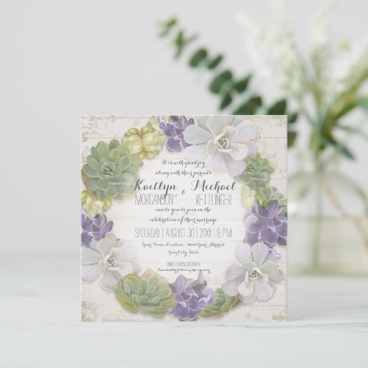 Cactus kransblad succulent houten Western Boho Kaart (Staand voorkant)