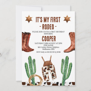 Cactus laarzen Mijn eerste Rodeo 1e verjaardag Kaart