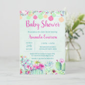 Cactus Lantaarn Fiesta Baby Shower Uitnodigingen (Staand voorkant)