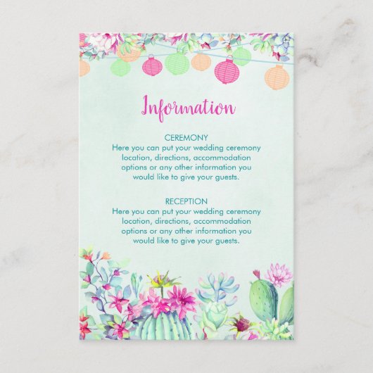 Cactus Lantaarn Fiesta Bruiloft Behuizing Kaarten (Voorkant)