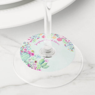 Cactus lantaarn Succulenten Vrijgezellenfeest Wijnglaslabel