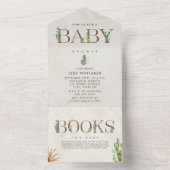 Cactus Lettering Book Request Baby shower All In One Uitnodiging (Binnen)