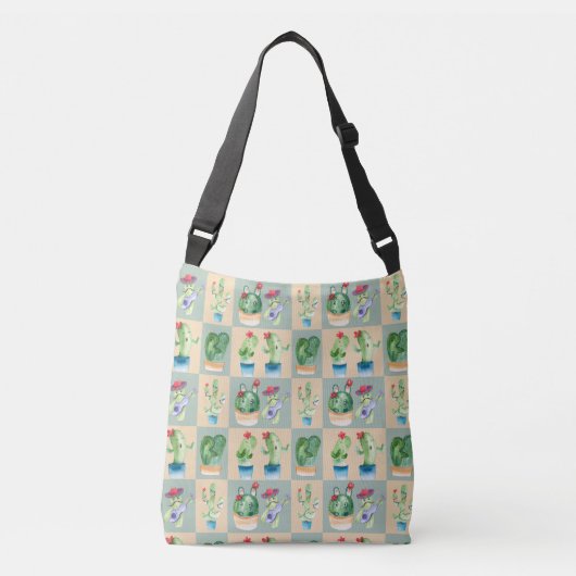 cactus liefde - waterverf crossbody tas (Voorkant)