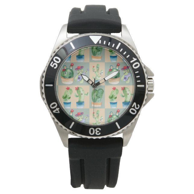 cactus liefde - waterverf horloge (Voorkant)