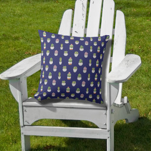 Cactus Life, Diepblauwe achtergrond Buitenkussen