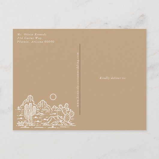 Cactus Line Art Desert Foto Bewaar de datum Briefkaart (Achterkant)
