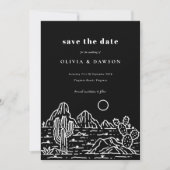 Cactus Line Art Desert Photo Save the Date Kaart (Voorkant)