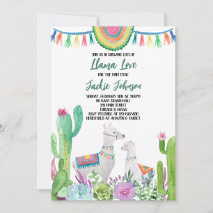 Cactus Llama Baby shower Kaart