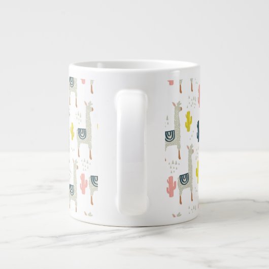 Cactus & Llamas Pattern Extra Grote Beker (Achterkant)