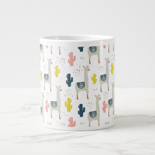 Cactus & Llamas Pattern Extra Grote Beker (Voorkant)