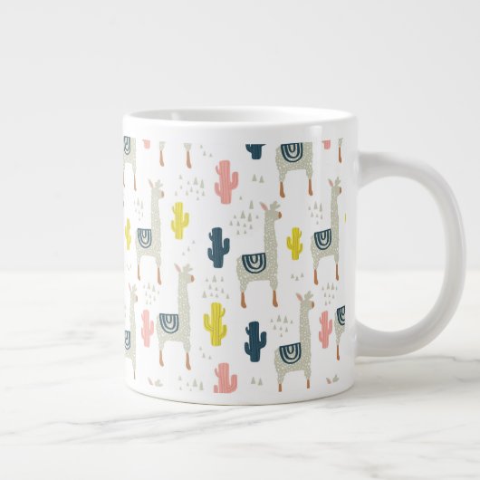 Cactus & Llamas Pattern Extra Grote Beker (Rechts)