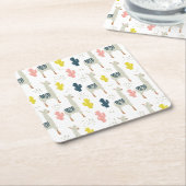 Cactus & Llamas Pattern Vierkante Kartonnen Onderzetter (Schuin)