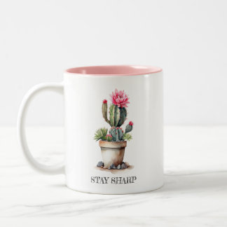 Cactus Lover Blijf Scherp Elegant Waterverf Tweekleurige Koffiemok