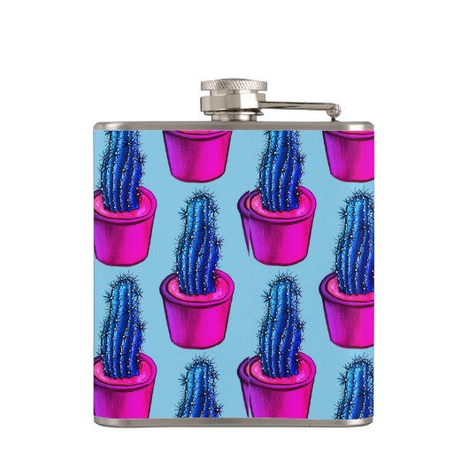 Cactus Lover Weird Potted Succulent Plant Pattern Heupfles (Achterkant)