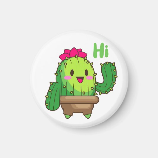 Cactus Magnet Ondulant – Visage de Plante Amical (Devant)