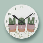 Cactus Maman Monogramme Cuisine Mur Horloge
