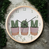 Cactus Maman Monogramme Cuisine Mur Horloge