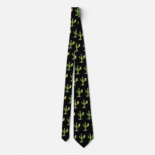Cactus met Beer Pattern Stropdas (Achterkant)