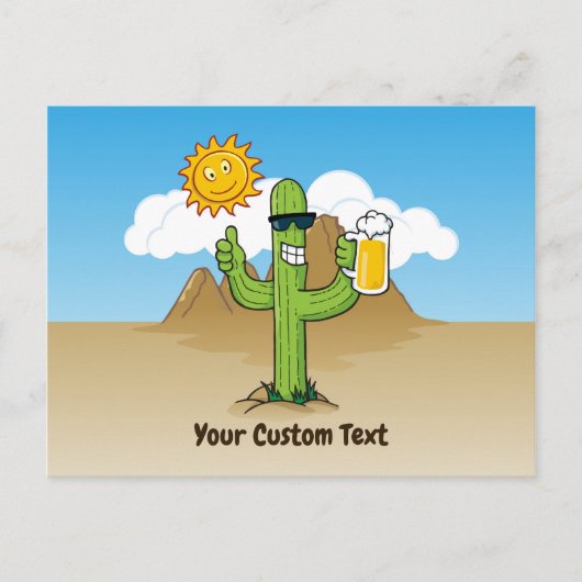 Cactus met bier horizontaal briefkaart (Voorkant)