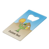 Cactus met bier kredietkaart flessenopener (Voorkant Gekanteld)