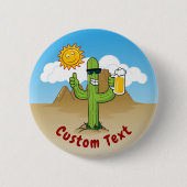 Cactus met bier ronde button 5,7 cm (Voorkant)