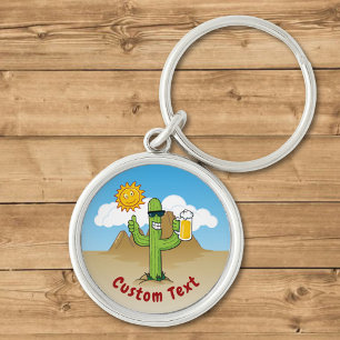 Cactus met bier sleutelhanger