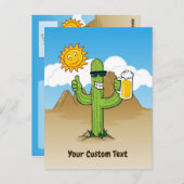 Cactus met bier verticaal briefkaart (Voorkant / Achterkant)