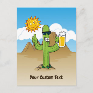 Cactus met bier verticaal briefkaart