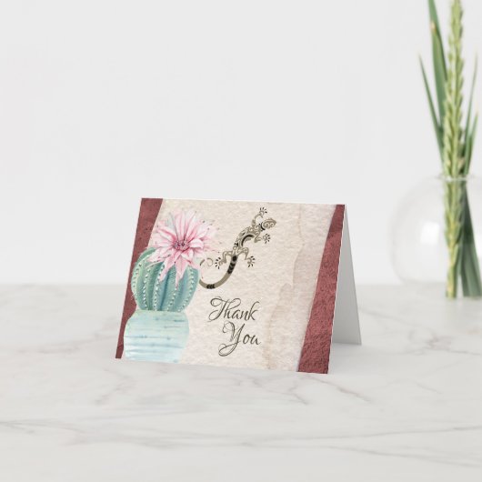 Cactus met Flower en Gecko Zuidwest Bedankkaart (Voorkant)