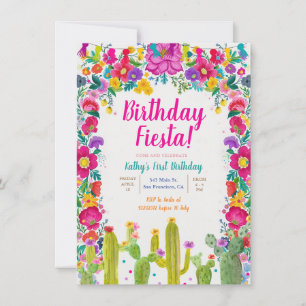 Cactus Mexicaanse bloem 1e verjaardag Fiesta Kaart