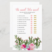 Cactus mexicain rose il dit qu'elle a dit carte de (Devant / Derrière)