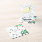 Cactus Mexican Fiesta Bruiloftsfeest Vierkante Kartonnen Onderzetter (Insitu)