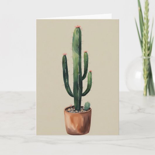 Cactus Minimal Kaart Groet Verjaardag Plant Liefhe (Voorkant)