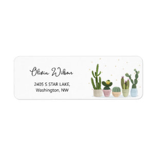 Cactus minimalist Return Address Etiket