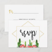 Cactus moderne et carte de réponse florale (Devant / Derrière)