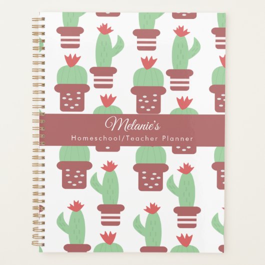 Cactus Motif Enseignant École Homeschool Planner (Devant)