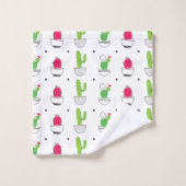 Cactus motif rose vert (Gant de toilette)