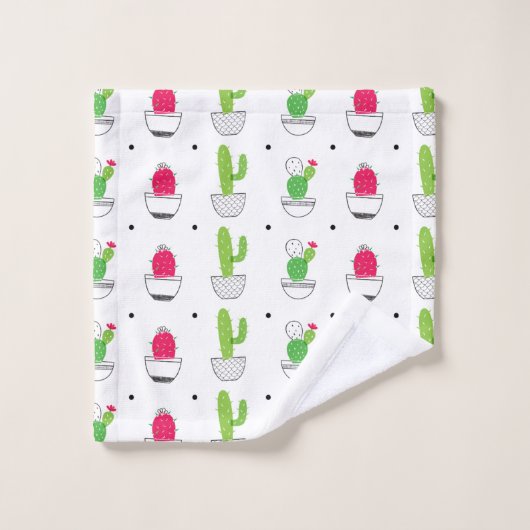 Cactus motif rose vert (Gant de toilette)