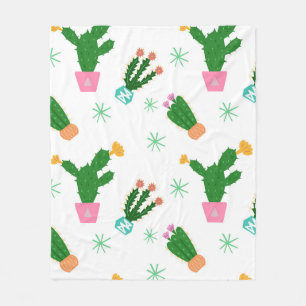 Cactus naadloos  patroon, herhaalde oranje fleece deken