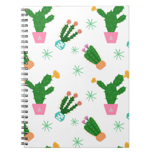 Cactus naadloos patroon, herhaalde oranje notitieboek
