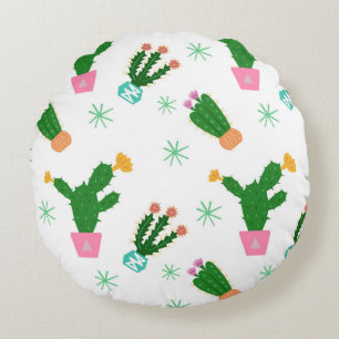 Cactus naadloos patroon, herhaalde oranje rond kussen