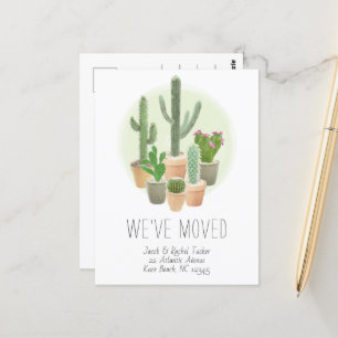 Cactus New Home Address Moving Announcement Briefkaart