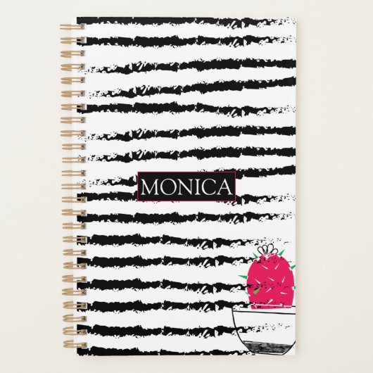 Cactus noir blanc motif monogramme (Devant)