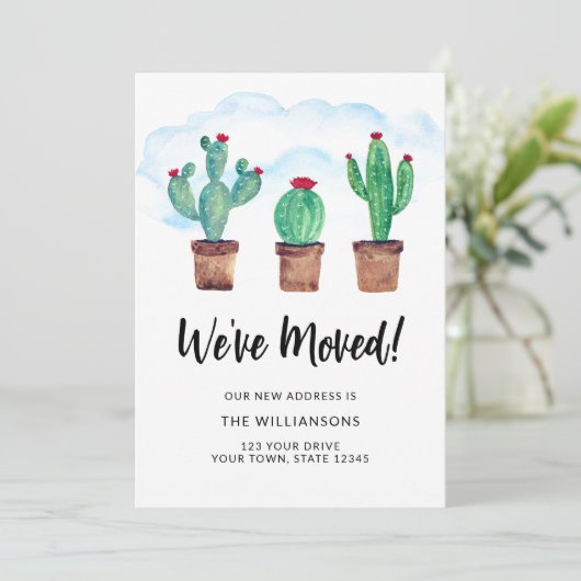 Cactus Nous avons déménagé Faire-part mobile (Debout devant)