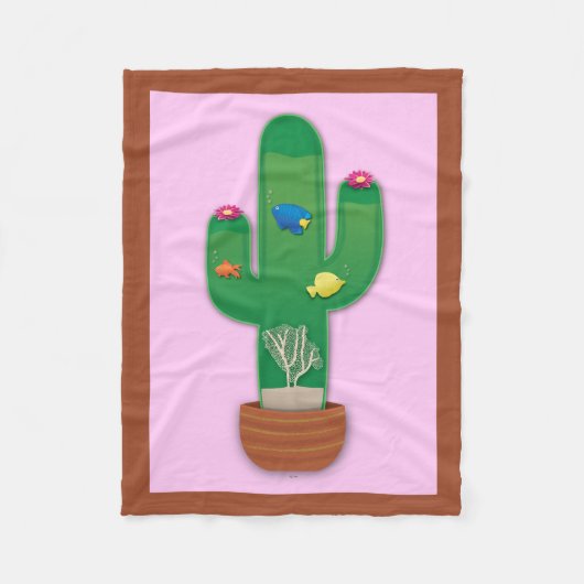 Cactus Oasis Fleece Deken (Voorkant)