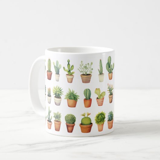 Cactus Oasis Mok / Waterverf Cactus Mok (Voorkant links)