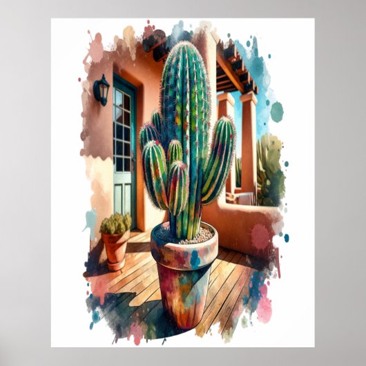 Cactus op de veranda poster (Voorkant)